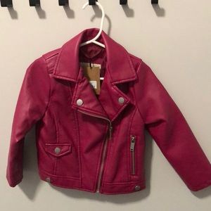 Brand new magenta faux leather jacket
